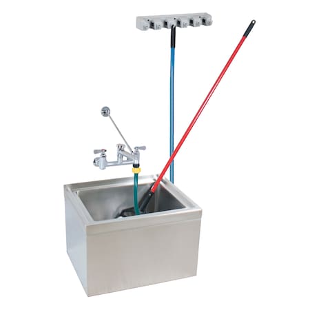 Bk Resources Mop Sink Kits 16 in x 20 in, 1, 0, Floor Mount, Stainless Steel BKMS-1620-6-KIT